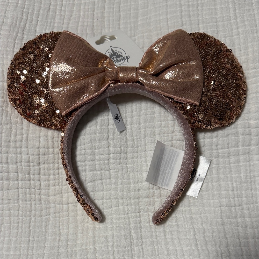 Disney Sparkling Rose Gold Minnie Ears Headband New With Tags summer 2025
